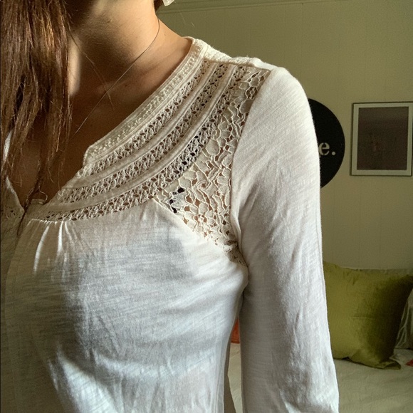 Lucky Brand Tops - Macramé and lace lucky brand 3/4 sleeve Cream top